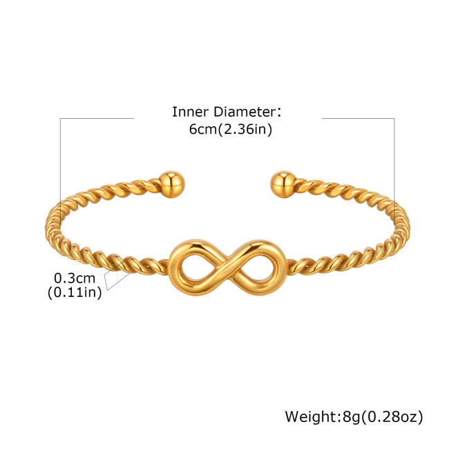 Wholesale Stainless Steel Infinity Twist Open Bangle