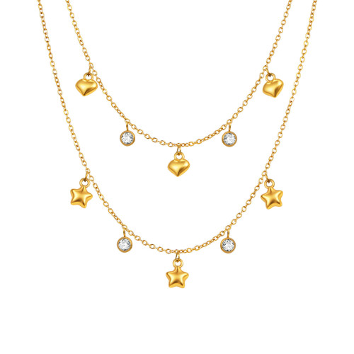 Wholesale Stainless Steel Pentagram Heart Necklace