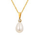 Wholesale Stainless Steel Teardrop Pearl CZ Pendant Necklace