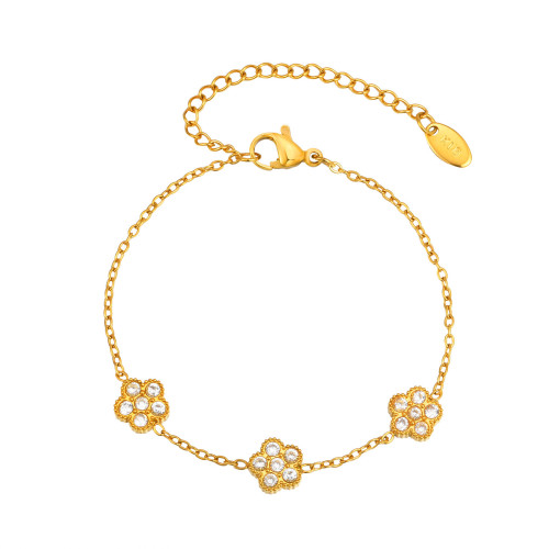 Wholesale Stainless Steel Zirconia Flower Bracelet