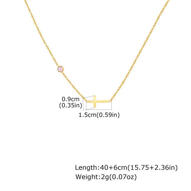 Wholesale Stainless Steel Cross Birthstone Necklace