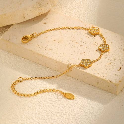 Wholesale Stainless Steel Zirconia Flower Bracelet