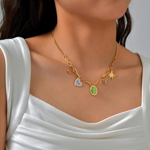 Wholesale Stainless Steel Cat's Eye Stone Necklace