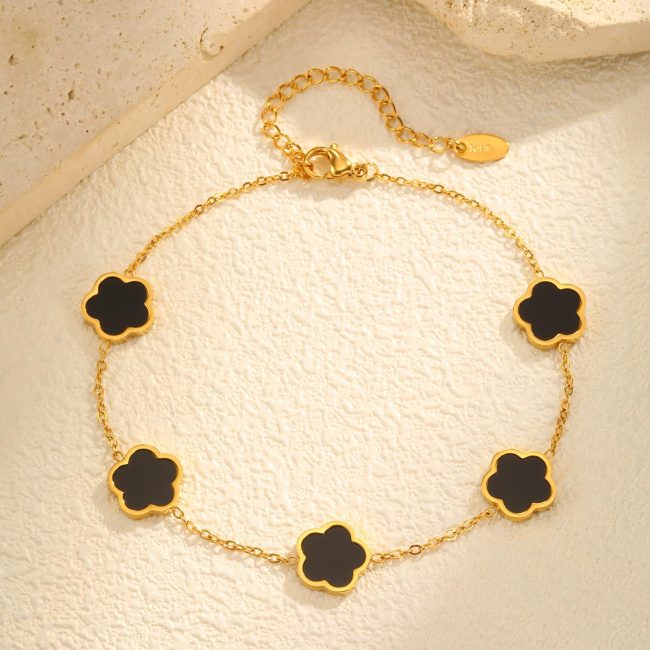 Wholesale Stainless Steel Leaf Flower Anklet