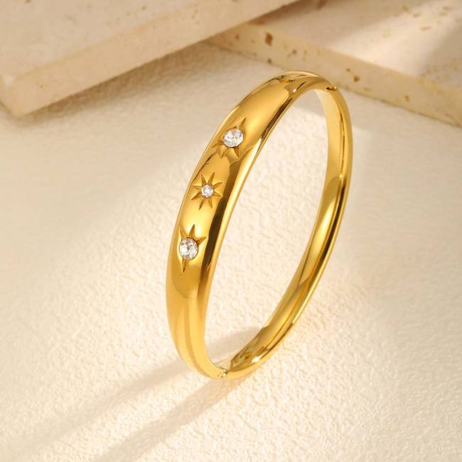 Wholesale Stainless Steel Zirconia Openable Bangle