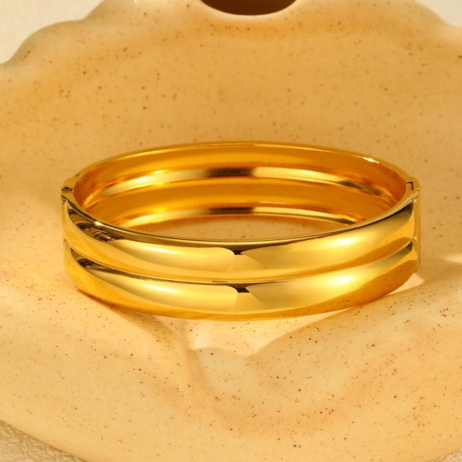 Wholesale Stainless Steel Double High Polished Bangle