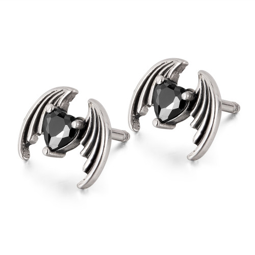 Wholesale Stainless Steel Winged Zirconia Earrings