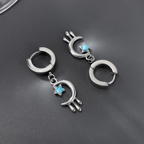 Wholesale Stainless Steel Star and Moon Earrings