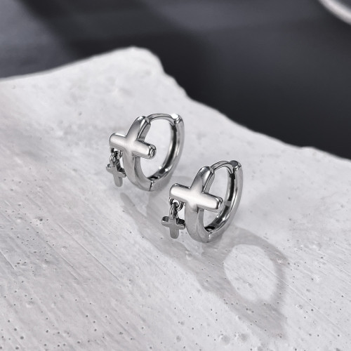 Wholesale Stainless Steel Double Cross Earrings