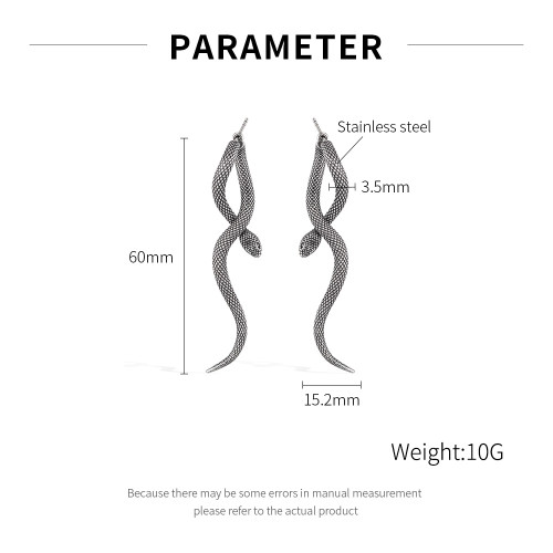 Wholesale Stainless Steel Vintage Snake Earrings