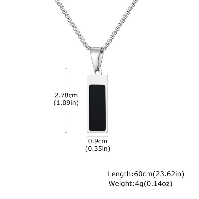 Wholesale Stainless Steel Onyx Rectangle Pendant Necklace