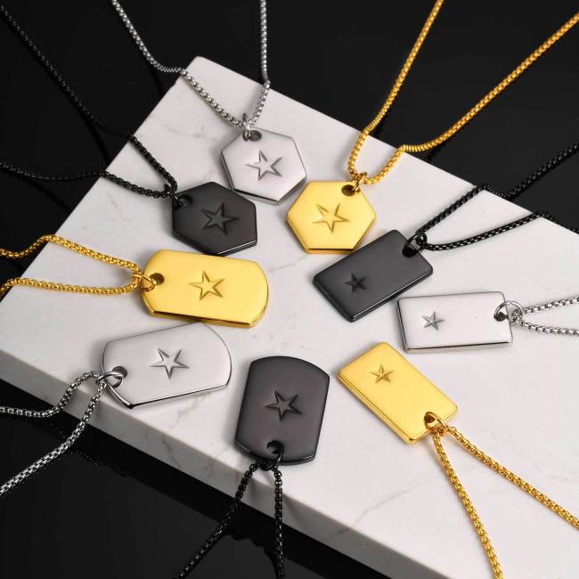 Wholesale Stainless Steel Pentagram Dog Tag