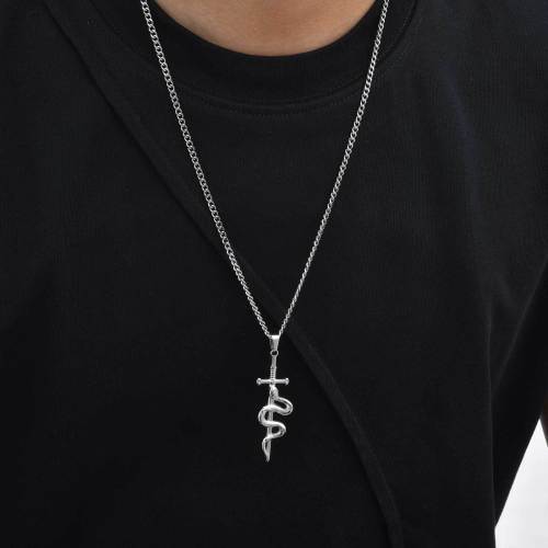 Wholesale Stainless Steel Cross Snake Pendant