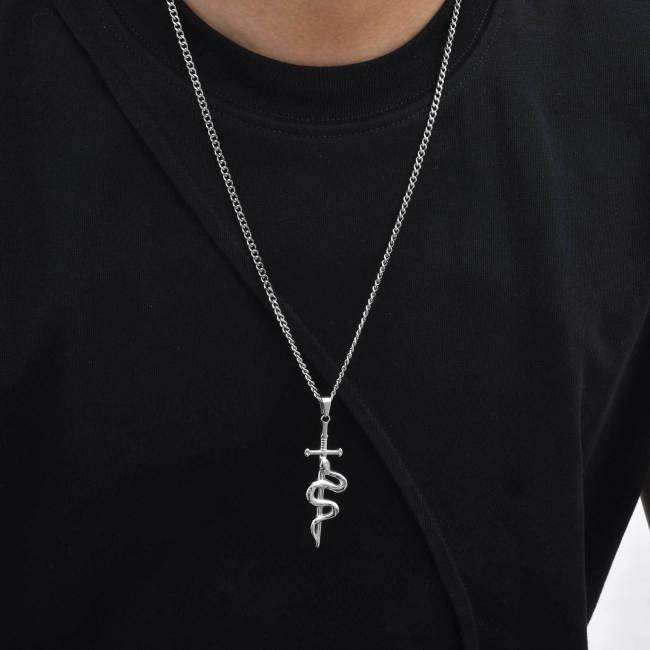 Wholesale Stainless Steel Cross Snake Pendant