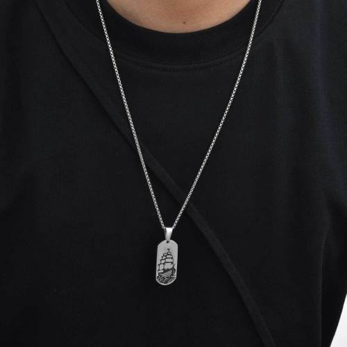 Wholesale Stainless Steel Ocean Waves Sailboat Pendant