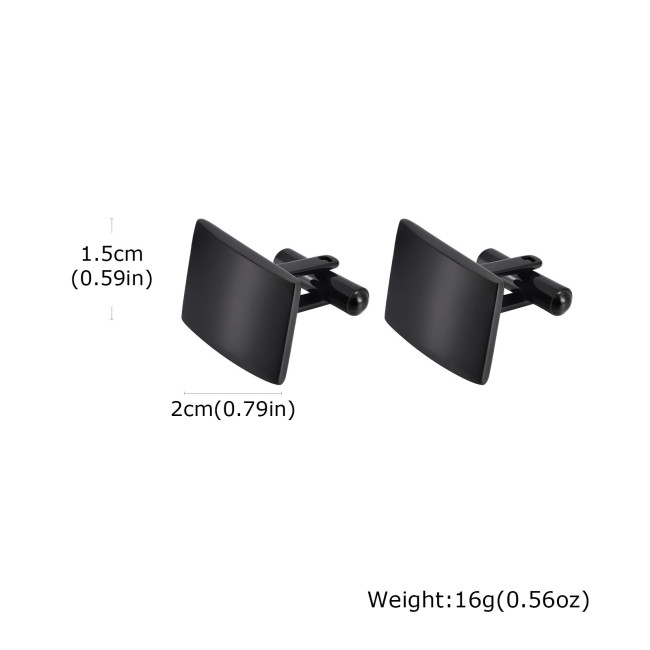 Wholesale Stainless Steel Black Square Cufflinks