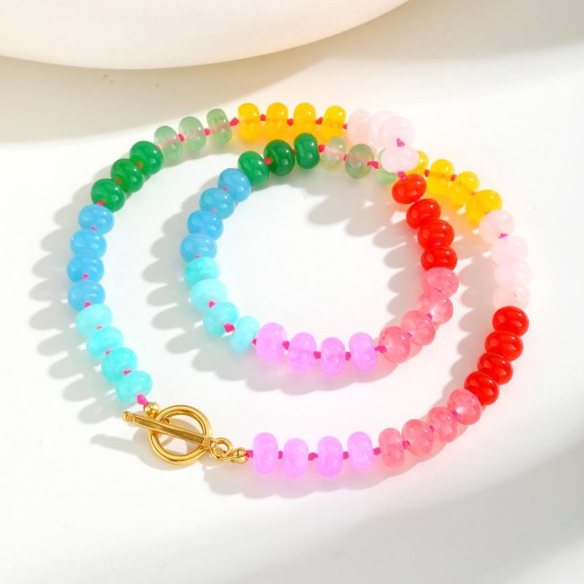 Wholesale Colorful Stone Chain Necklace