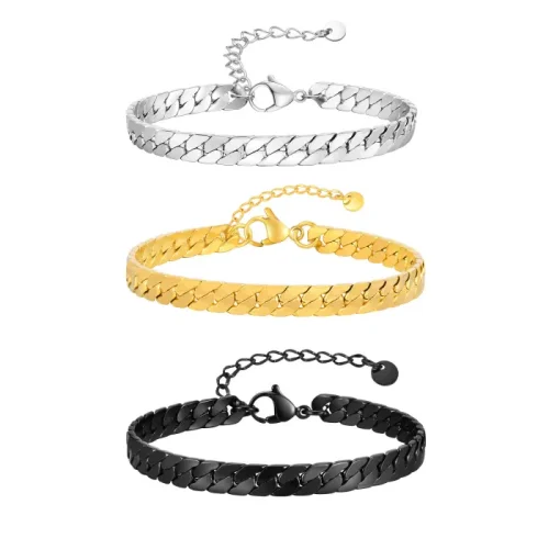 Wholesale Stainless Steel Flat NK Chain Bracelet