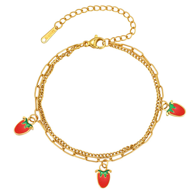 Wholesale Stainless Steel Strawberry Cherry Bracelet