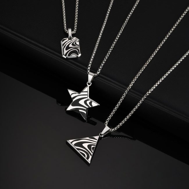 Wholesale Stainless Steel Black Wave Pendant