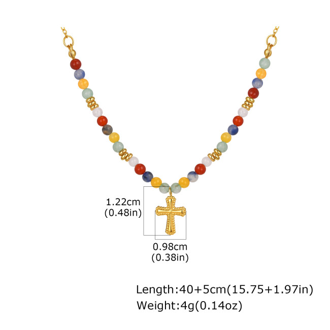 Wholesale Stainless Steel Colored Stone Necklace