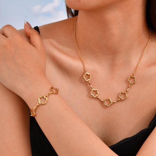 Wholesale Stainless Steel Flower Necklace Bracelet