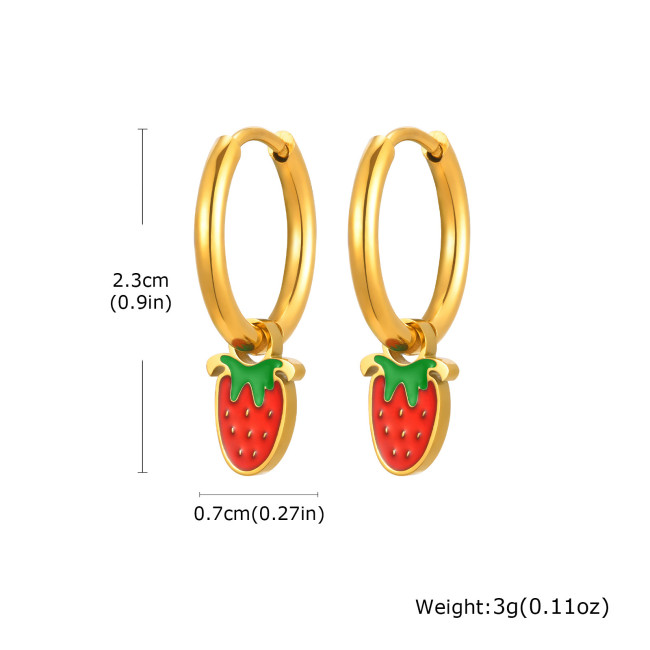 Wholesale Stainless Steel Strawberry Cherry Earrings