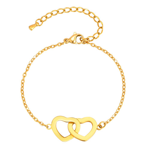 Wholesale Stainless Steel Double Heart Bracelet
