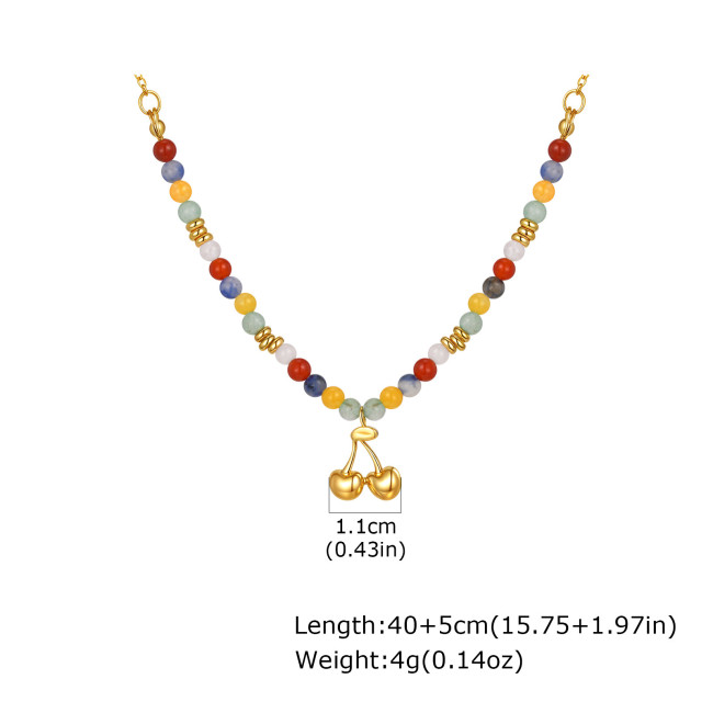 Wholesale Stainless Steel Colored Stone Necklace