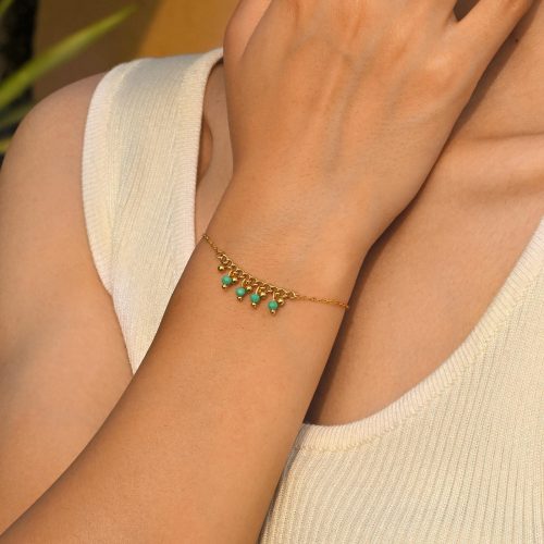 Wholesale Stainless Steel Tassel Beaded Bracelet