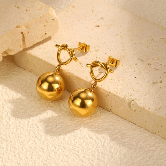 Wholesale Stainless Steel Hollow Bead Earrings