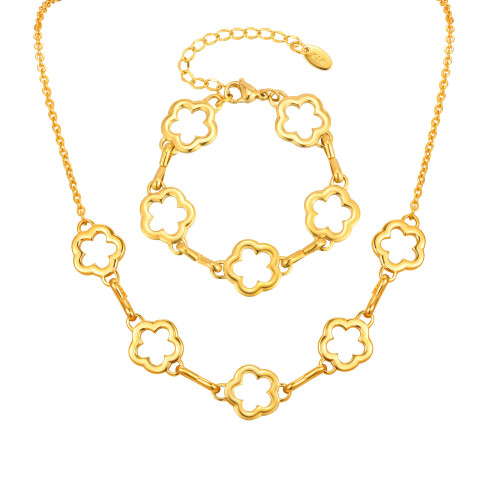Wholesale Stainless Steel Flower Necklace Bracelet