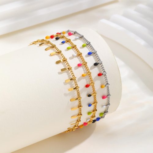 Wholesale Stainless Steel Colorful Match Anklet
