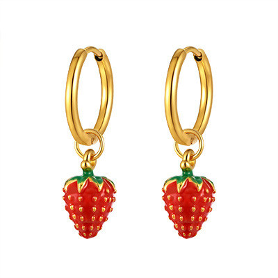 Wholesale Stainless Steel Strawberry Dangle Earrings