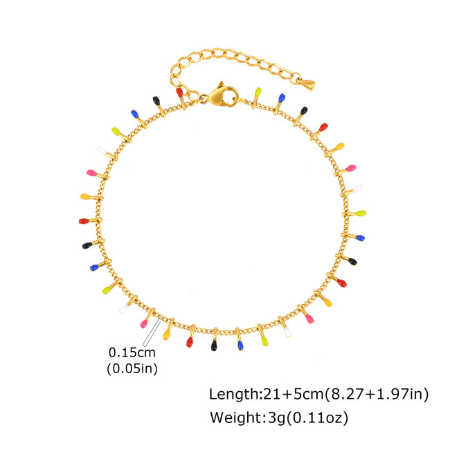 Wholesale Stainless Steel Colorful Match Anklet