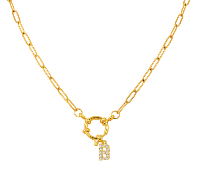 Wholesale Stainless Steel Copper Initial Necklace