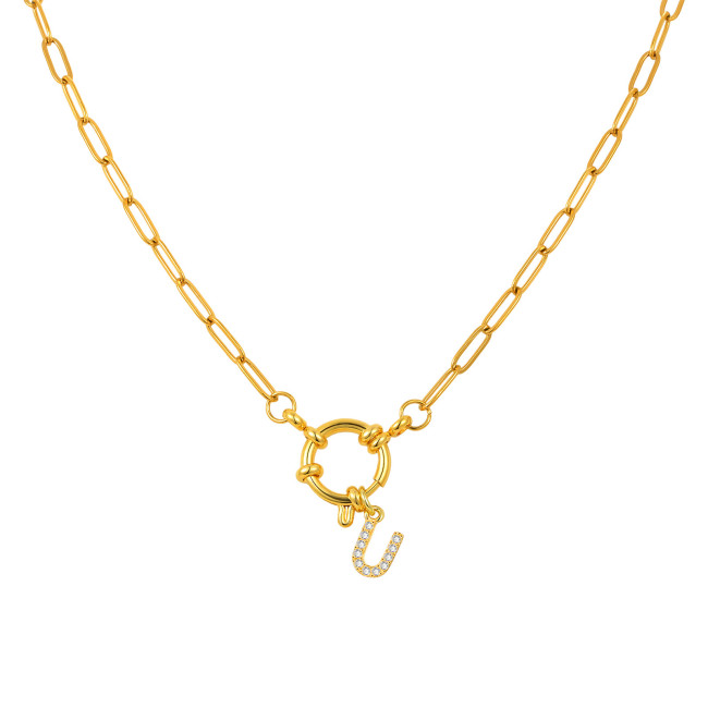 Wholesale Stainless Steel Copper Initial Necklace