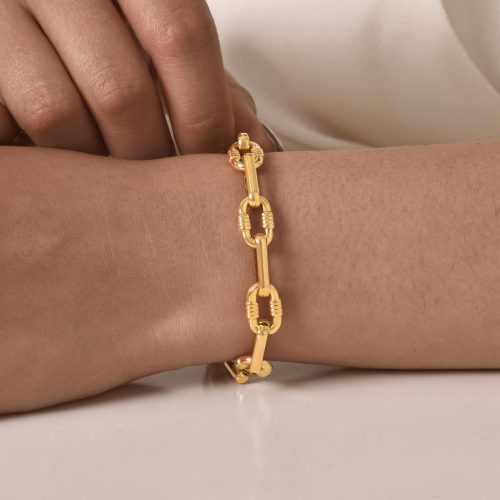 Wholesale Stainless Steel Chunky Paperclip Textured Link Bracelet