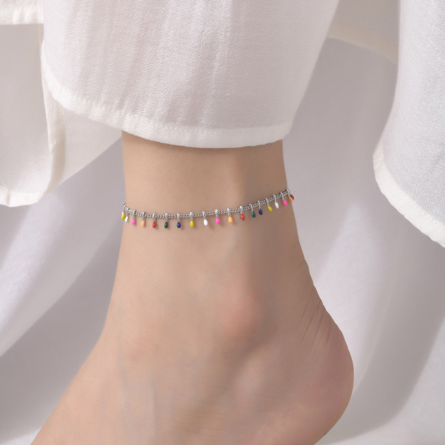 Wholesale Stainless Steel Colorful Match Anklet