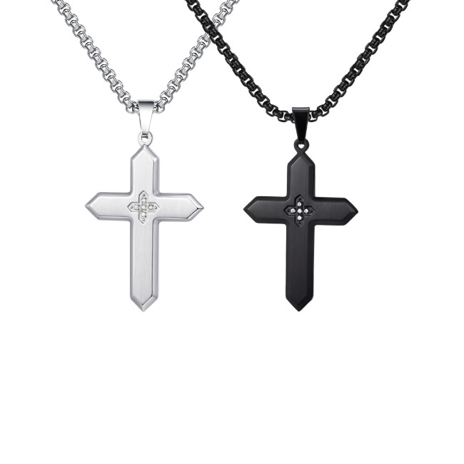 Wholesale Stainless Steel Cross with Zirconia Pendant