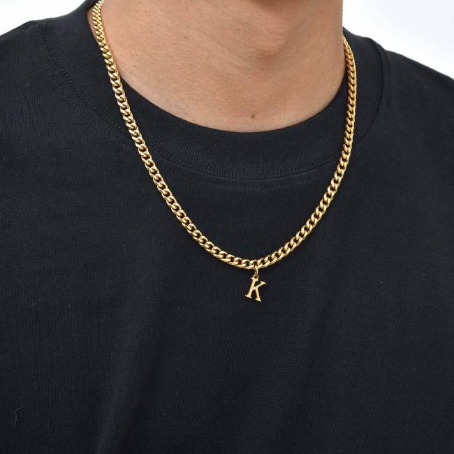 Wholesale Stainless Steel Men's Initial Necklace
