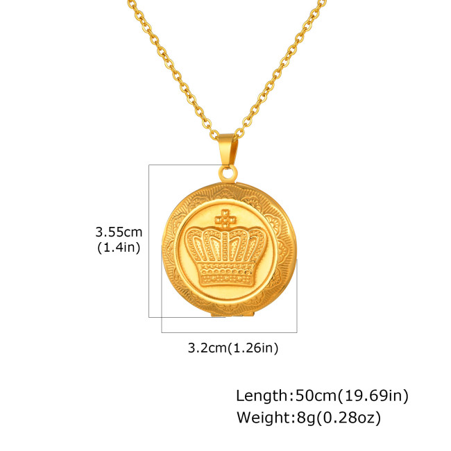 Wholesale Stainless Steel Crown Locket Necklaces