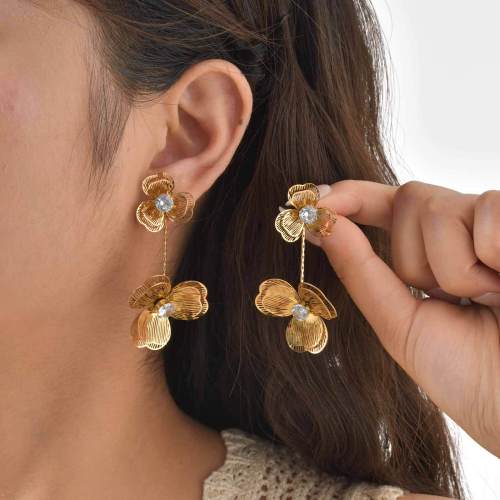 Wholesale Stainless Steel Butterfly Flower Earrings