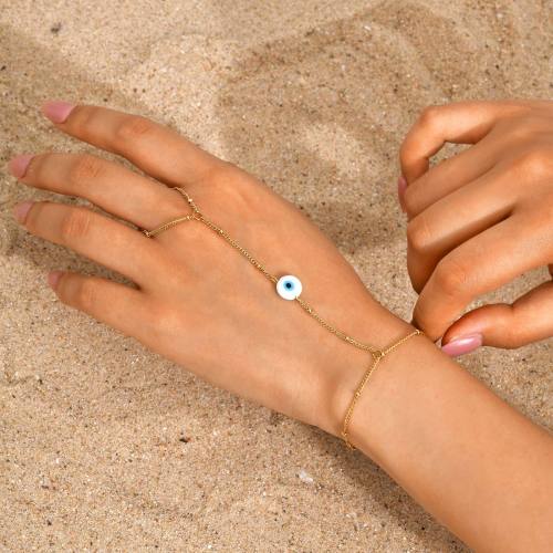 Wholesale Steel Evil Eye Hand Chain Bracelet