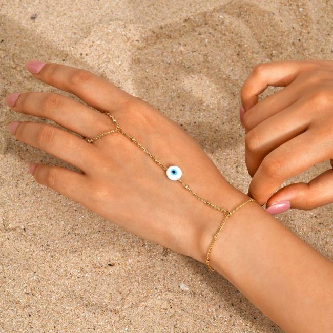 Wholesale Steel Evil Eye Hand Chain Bracelet