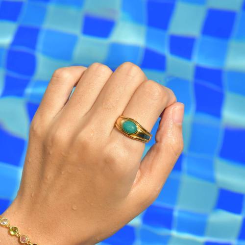 Wholesale Stainless Steel Oval Stone Ring