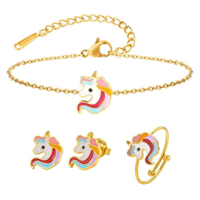 Wholesale Stainless Steel Cute Kids Bracelet Ring Earrings