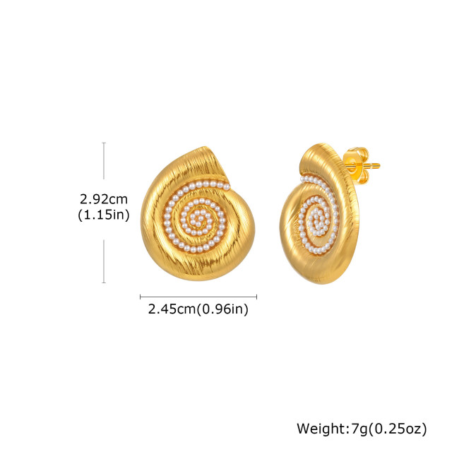 Wholesale Stainless Steel Conch Pearl Earrings