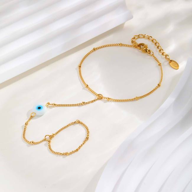 Wholesale Steel Evil Eye Hand Chain Bracelet