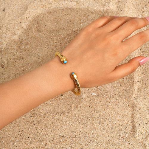 Wholesale Stainless Steel Tiger's Eye Open Bangle